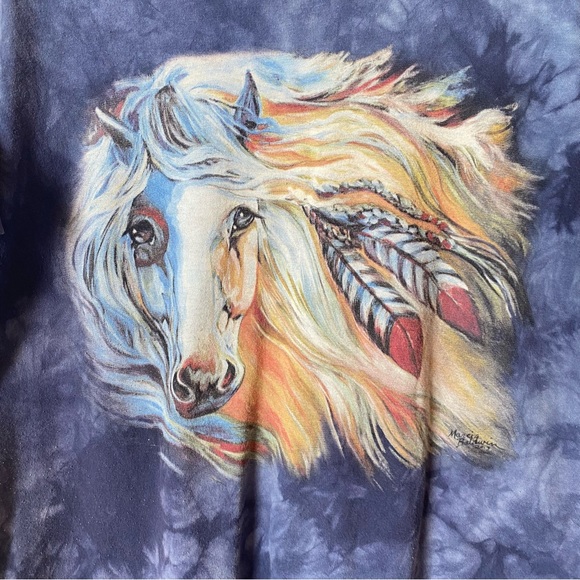 The Mountain Horse Feather Mane Blue Tie Dye T-Shirt L Marcia Baldwin - Picture 3 of 7